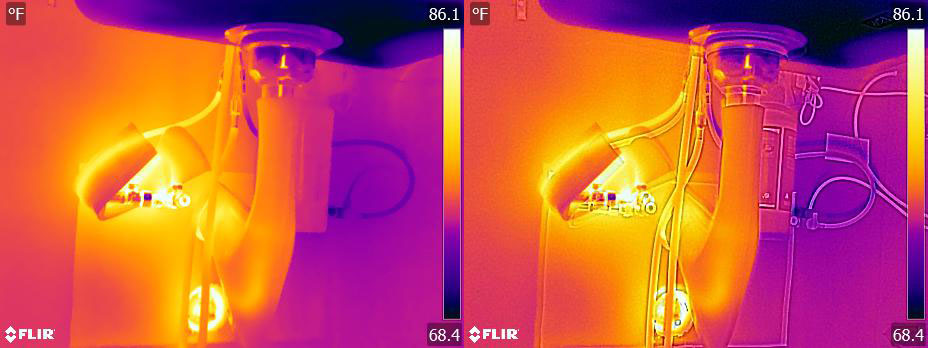 thermal image of sink and image with MSX