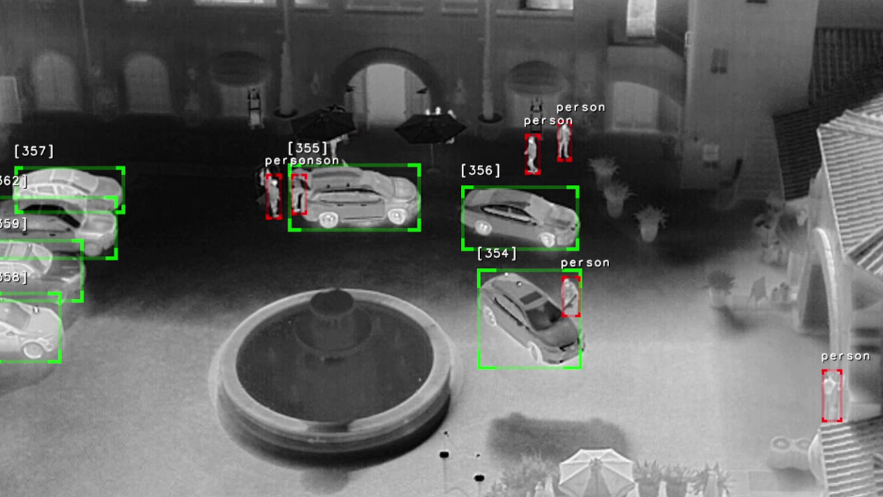 Aerial Thermal Image with Bounding Boxes & Labels